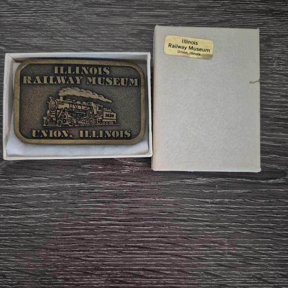 Illinois Railway Museum Belt Buckle Vintage With Orginal Box